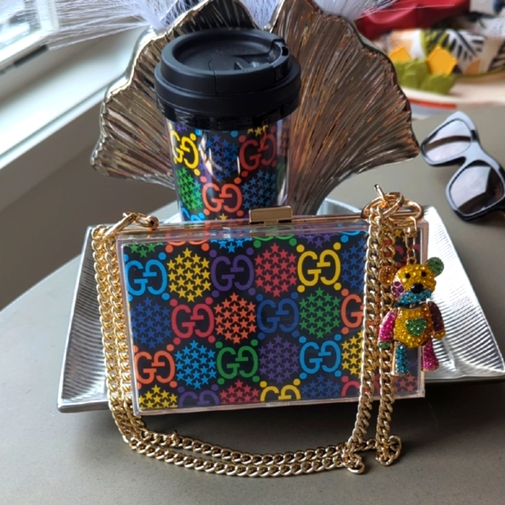 Upcycled Gucci Psychedelic Rainbow 🌈 Paper Shopping Bag Novelty Clutch